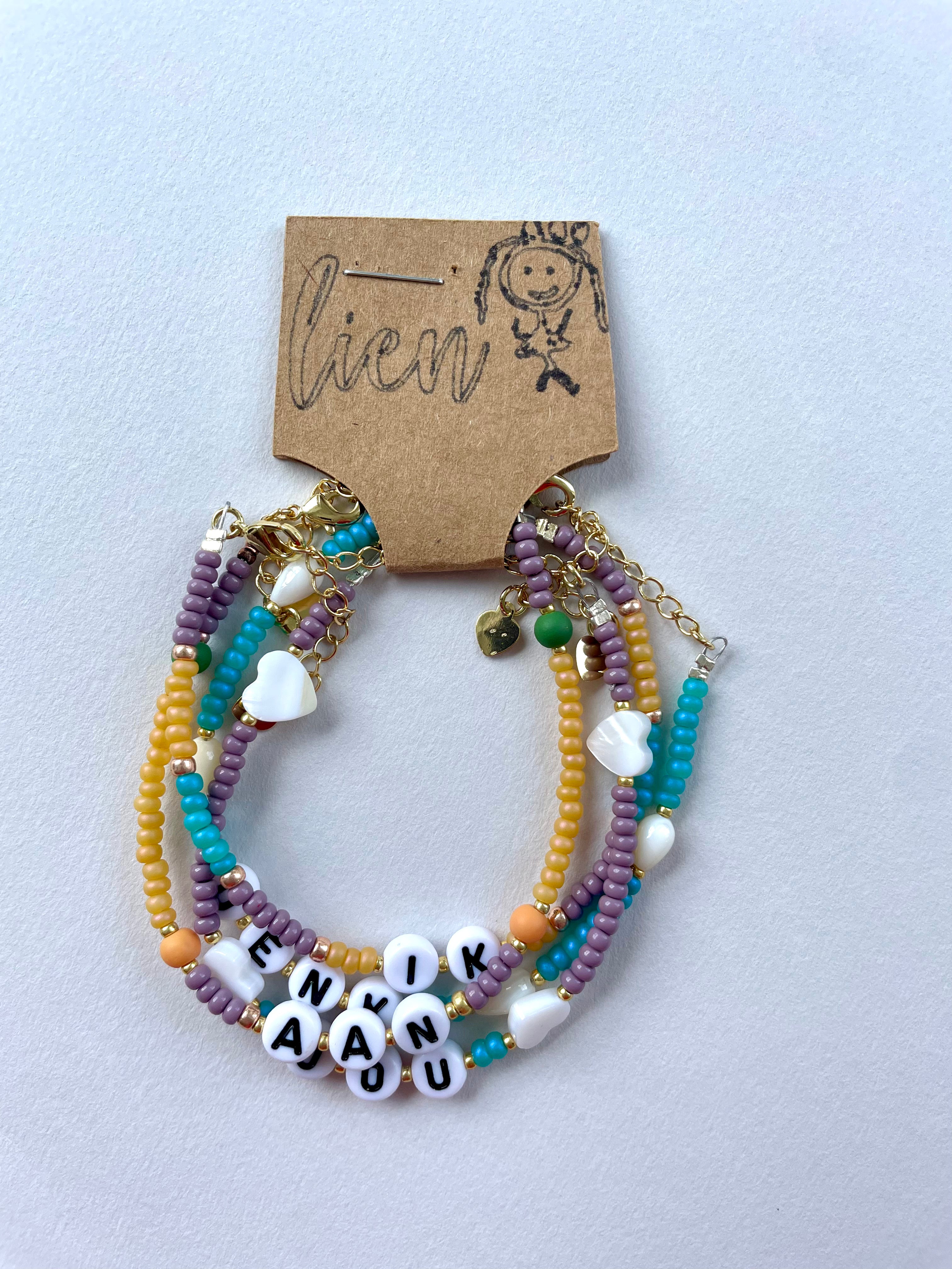 Handgemaakte armbandenset | IK DENK AAN JOU